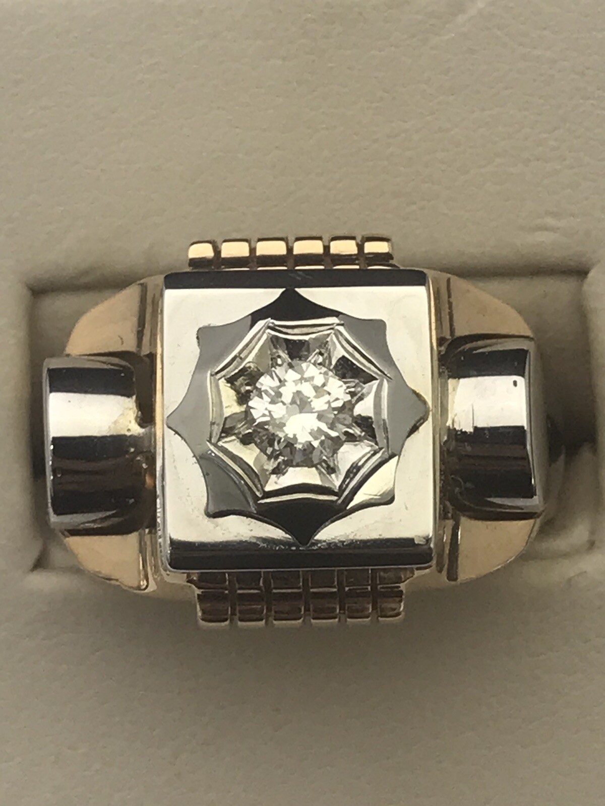 Beautiful Rose And White Gold Unique Men’s Ring With … Gem