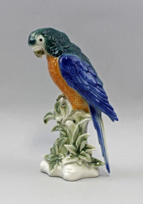 9942091-dds Porzellan Figur Wagner & Apel Vogel Papagei Ara blau H22cm - Bild 1 von 4