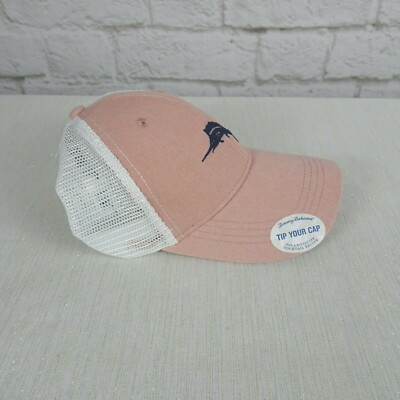 NWT TOMMY BAHAMA Pink Washed Trucker Cap Hat marlin Embroidery Tip Your Cap OS TOMMY BAHAMA Pink Washed Trucker Cap Hat marlin Embroidery  main image 2