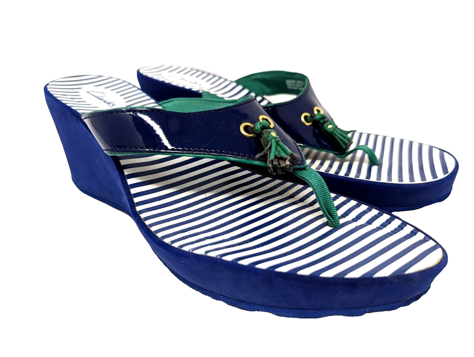 Clarks sandalo nautico zeppa donna 11M righe nappa infradito cruise resort