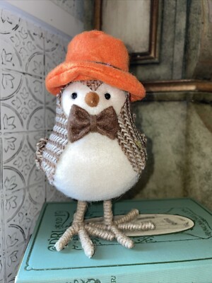 Target Fall 7  Bird Figure Tweed Coat Rare Orange Top Hat Brown Tie Autumn Decor