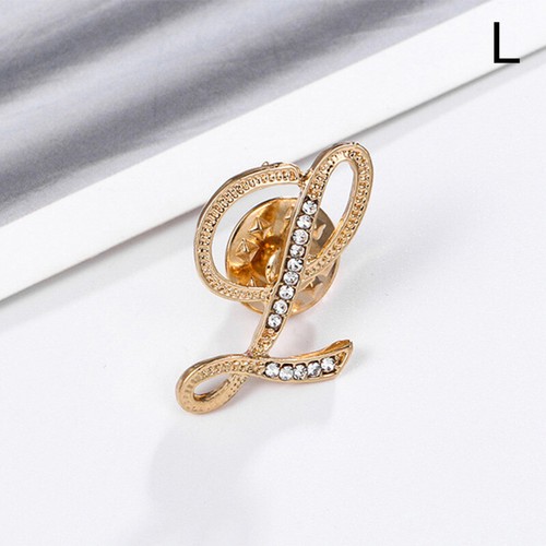 Women Shiny Crystal Rhinestones 26 Letters Brooch Pin Jewelry Wedding/Party Gift - Picture 21 of 34