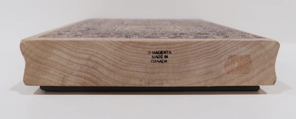 Estampilla grande de goma magenta de 1990, margarita, floral, flor, bordes Foto 3 de 3