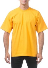 Pro Club Men's Heavyweight Cotton Short Sleeve Crew Neck T-Shirt Gold, 4XL 