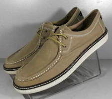 258430 SP50 MCGUFFEY MOC TOE MENS SHOE 9 M BEIGE CANVAS LACE UP JOHNSTON MURPHY
