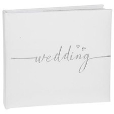 Wedding Day White Photo Album with Silver Script - Large 4"x6"