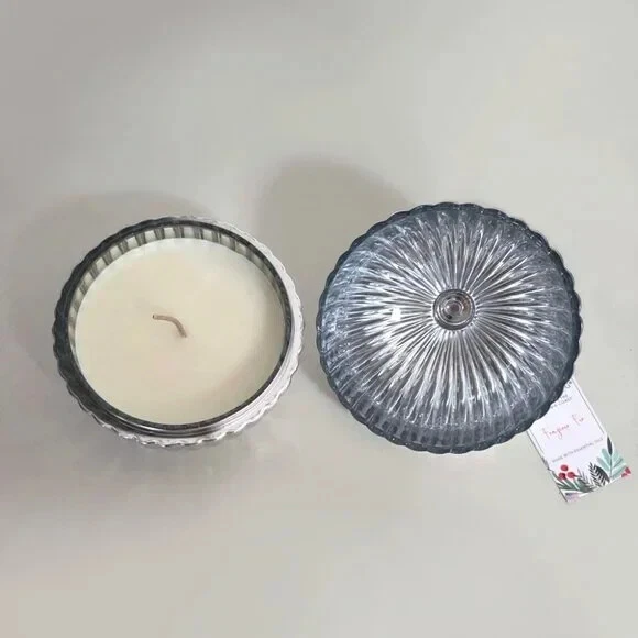 NEW Sand + Fog Frazieir Fir Candle Silver Chrome Glass Ornament Decor 6 oz - Image 3 of 3