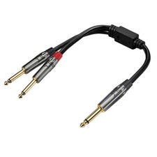 1/4 TS Male to Dual 1/4 TS Male Mono to Mono Splitter Adapter Y cable