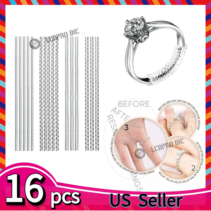16Pcs Ring Size Adjuster Invisible Clear Sizer Jewelry Fit Reducer Guard Loose