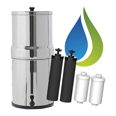 2.25 Gallon Countertop Gravity Water Filter w/ 2 Black & 2 White Filters