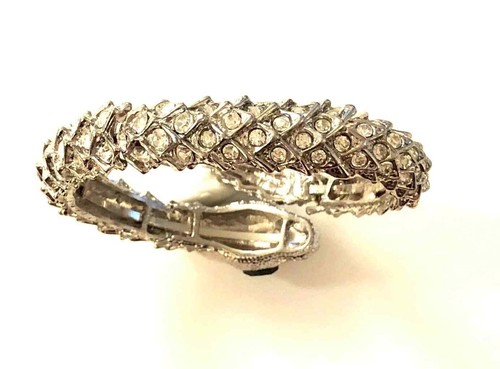 ALL OVER CRYSTAL WRAP (FLEXIBLE) GOLD SNAKE BRACELET - Picture 5 of 8