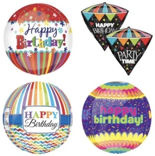 Happy Birthday Orbz Diamondz Cubez Anglez Foil Mylar Self-Sealing Balloons  