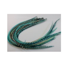 7-10 inch Beautiful Turquoise Mix 100 Real Hair 5 Feather Extensions bonded