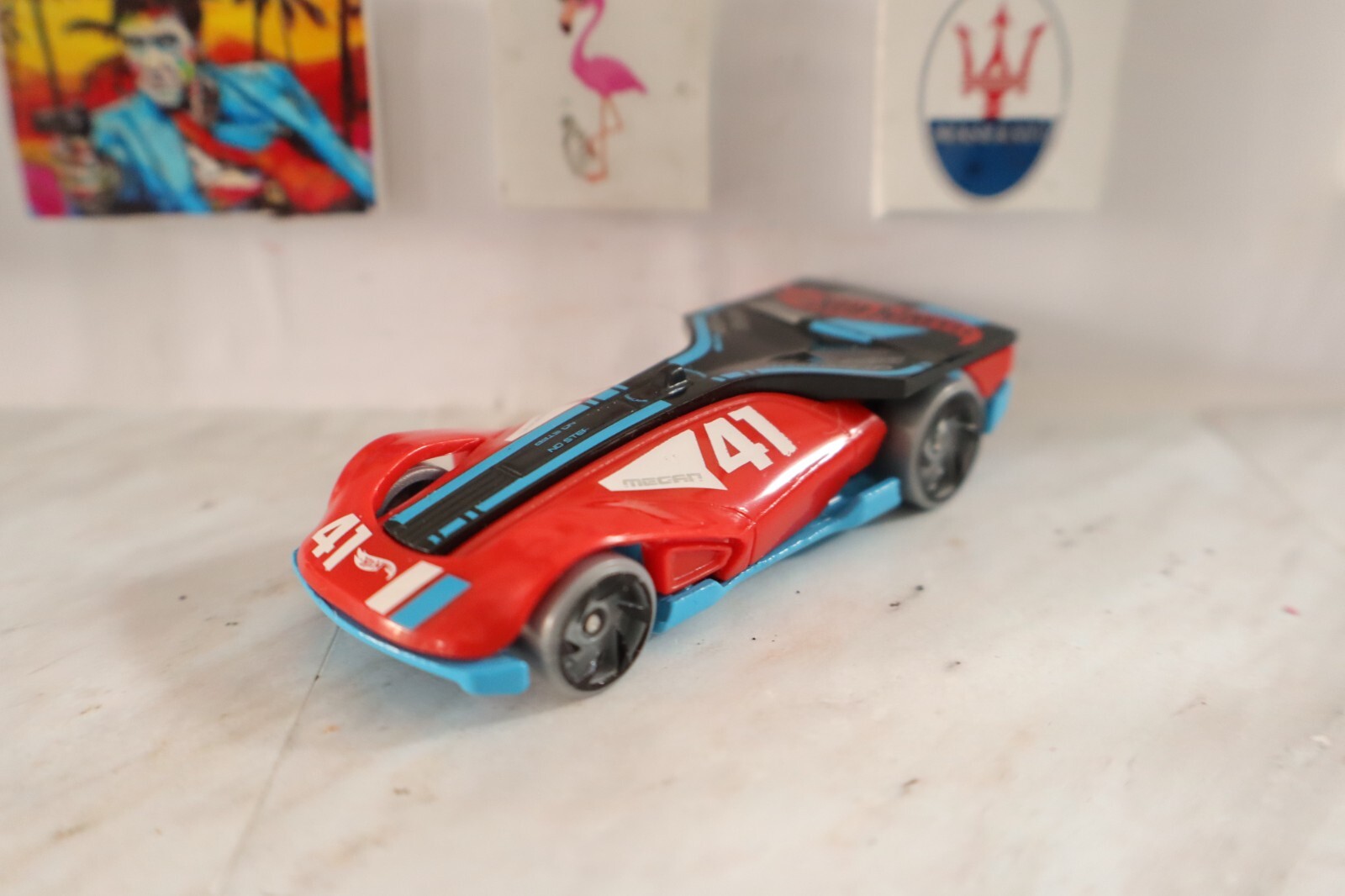 LOOSE Red Hotwheels Rollin’ Solo Race Car 2023 Exclusive Decoration Pck Diecast