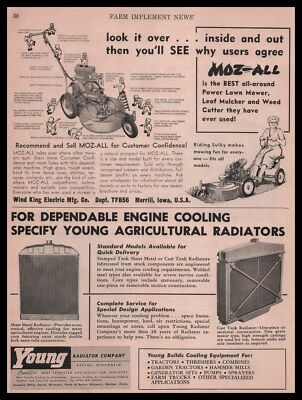 1956 Wind King Electric Merrill Iowa ''Moz-All'' Lawn Mower Sulky Vintage Print Ad