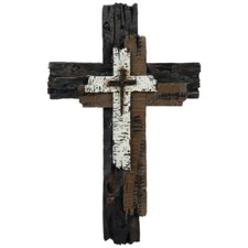 Layered Wood Look Wall Cross Religious Spiritual Christ Jesus