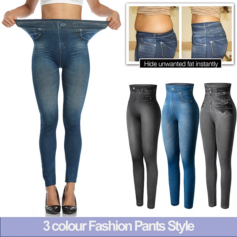 Women s Stretch Denim Jean Jeggings High Waist Skinny Leggings Stretchy Pants NW