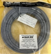 Black Box Cable 25’ Category 6 Backbone CableShielded, Molded, Plenum-Gray 24AWG