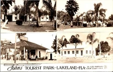 Lakeland Florida Johns Tourists Park Multi View Old Gas Station Postcard RPPC
