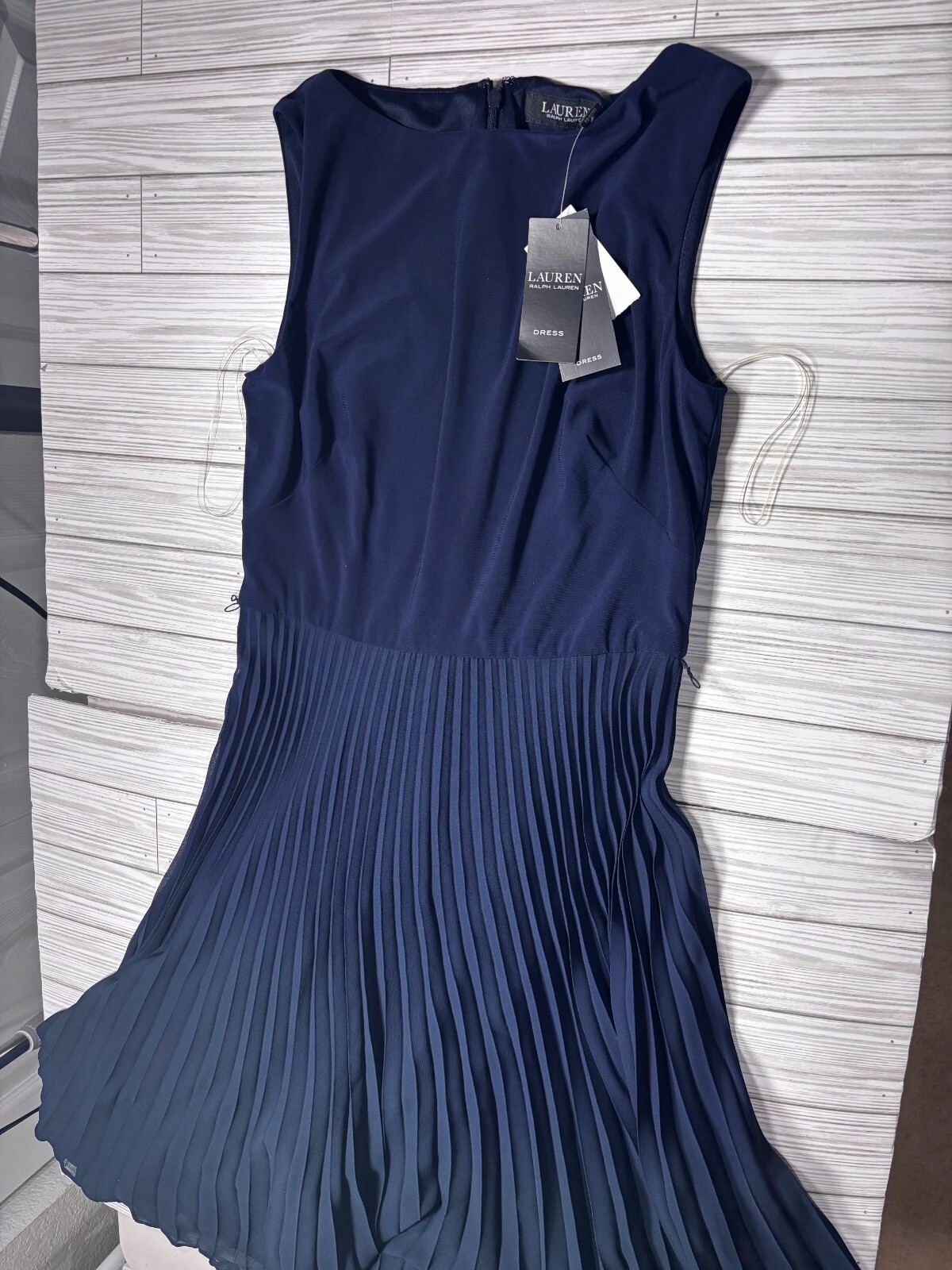 Ralph lauren Solid Navy Blue asymmetrical empire waist  dress size 4 image 2