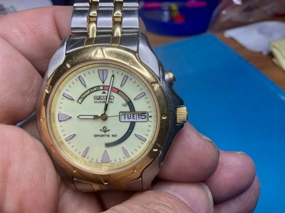 Gorgeous Seiko Kinetic Sports 50 5M43-0B19 Two Tone Stainless Steel Men's  Watch | eBay