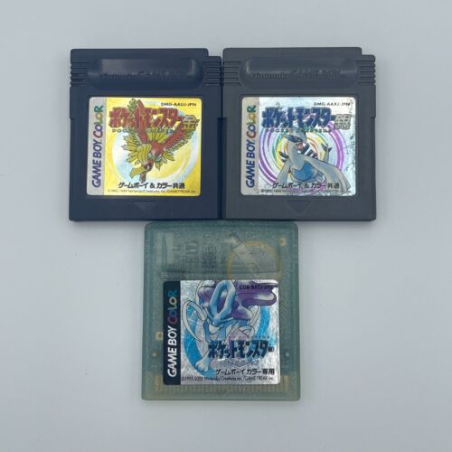 Gameboy Color Pokemon Gold Silver Crystal Lot 3 New batteries replaced GBC Japan - Afbeelding 1 van 6