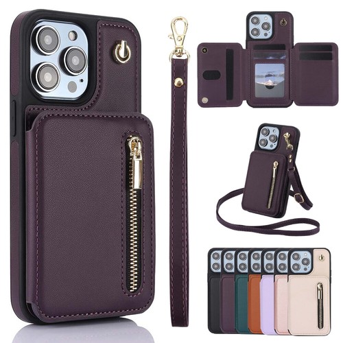 PU Leder Hülle mit Crossbody Handykette Wallet Cover für iPhone 15 Pro Max 14 13 - Zdjęcie 5 z 59