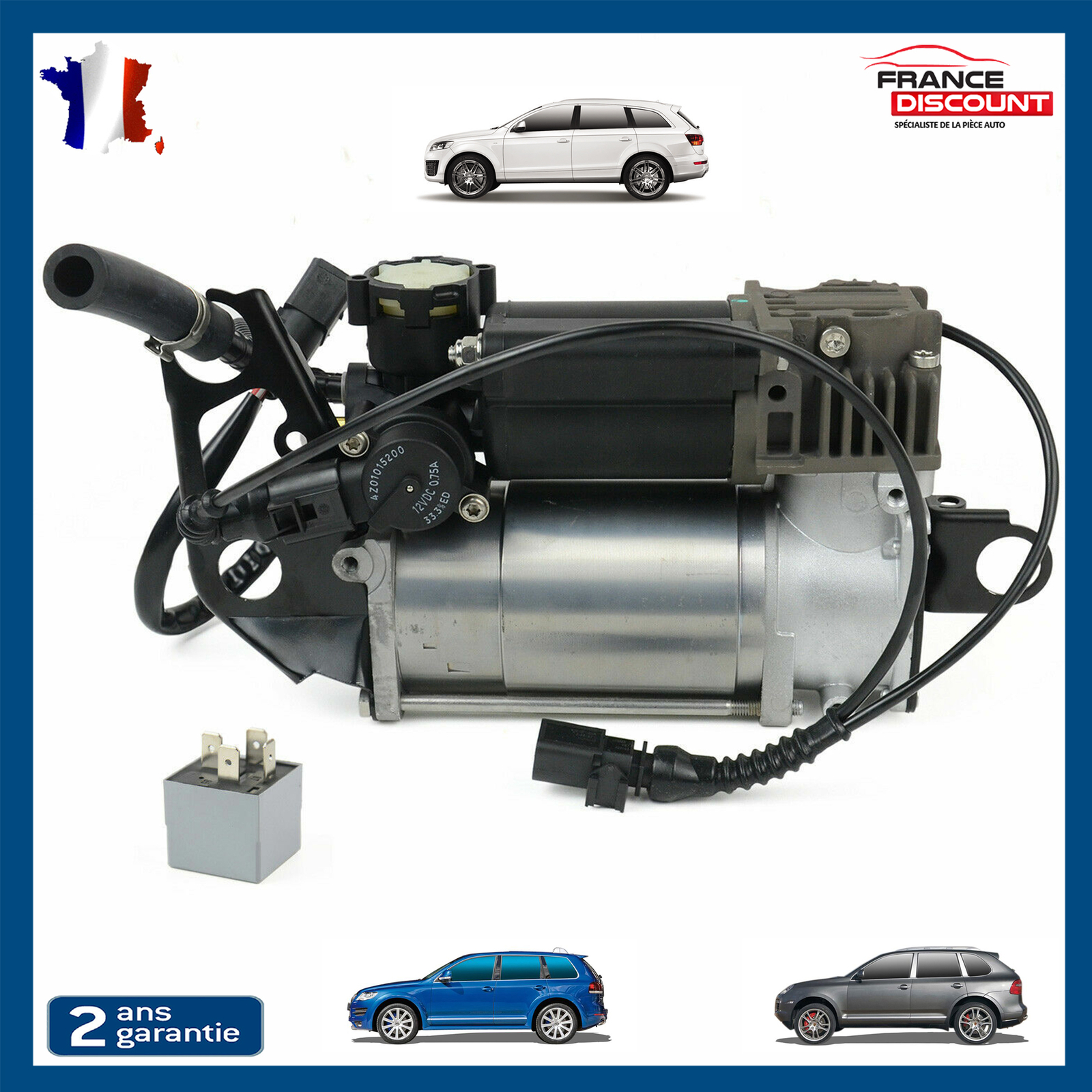 Compresseur de suspension pour VW Touareg 7L 4L0698007A robuste avec cylindre en aluminium