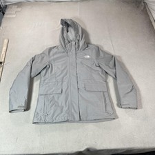The North Face Jacket Womens Medium Gray Hooded Insulated Full Zip Outdoor Coat