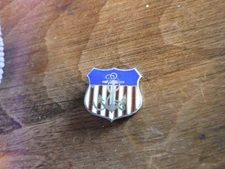 Old U.S. Sterling Silver  Red, White, & Blue Enamel Anchor Shield Anchor Pin