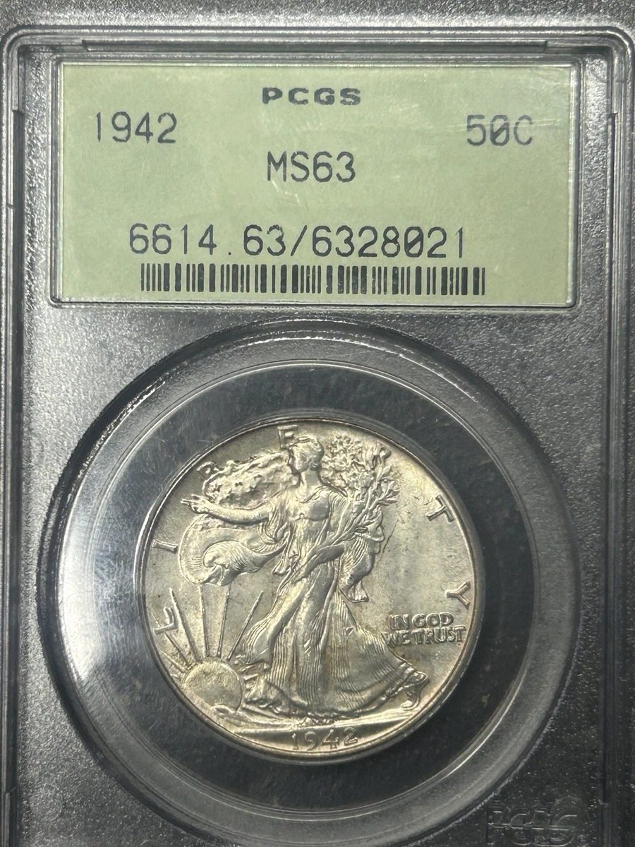 アメリカ　ウォーキングリバティー銀貨1942 PCGS MS63 MS 63 Graded 1942 Year Liberty Walking Half Dollars (1916-1947