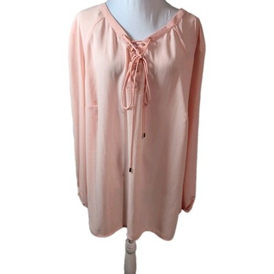 NWT Worthington Blouse PINK Women's Shirt Size 2XL - Fairycore Peasant Boho New