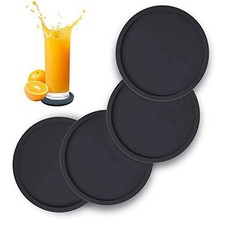 Non-Slip Round Black Silicone Coasters Non-slip Cup Mats Pad Drinks Table Glass