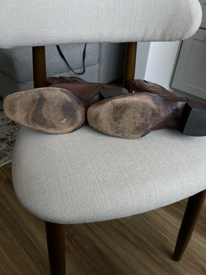 Botas masculinas 1883 Lucchese (madeira de cereja/cor marrom) avestruz tamanho 9 1/2 D - Imagem 4 de 4