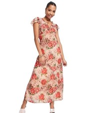 ASOS Babydoll Dress Maxi Leopard Floral WhimsiGoth Grunge Romantic Size Small P