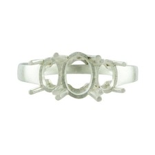 925 Sterling Silver 4x6mm Oval Semi Mount Three-Stone Ring For Wedding Ring