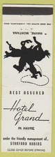 Matchbook Cover - Hotel Grand Havre MT cowboy