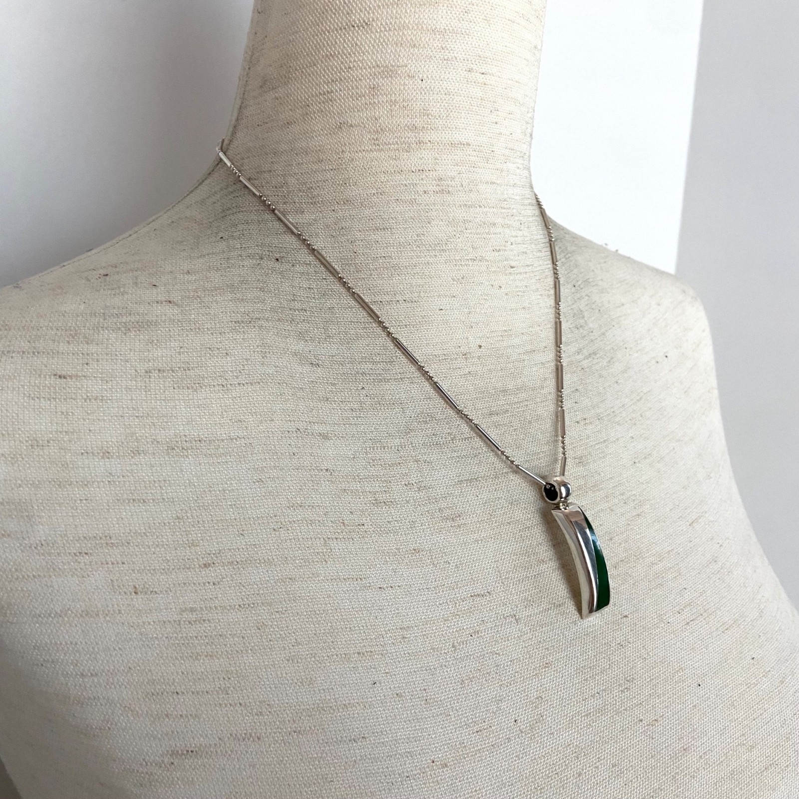 Sterling Silver 925 Rectangular Curved Malachite … - image 5