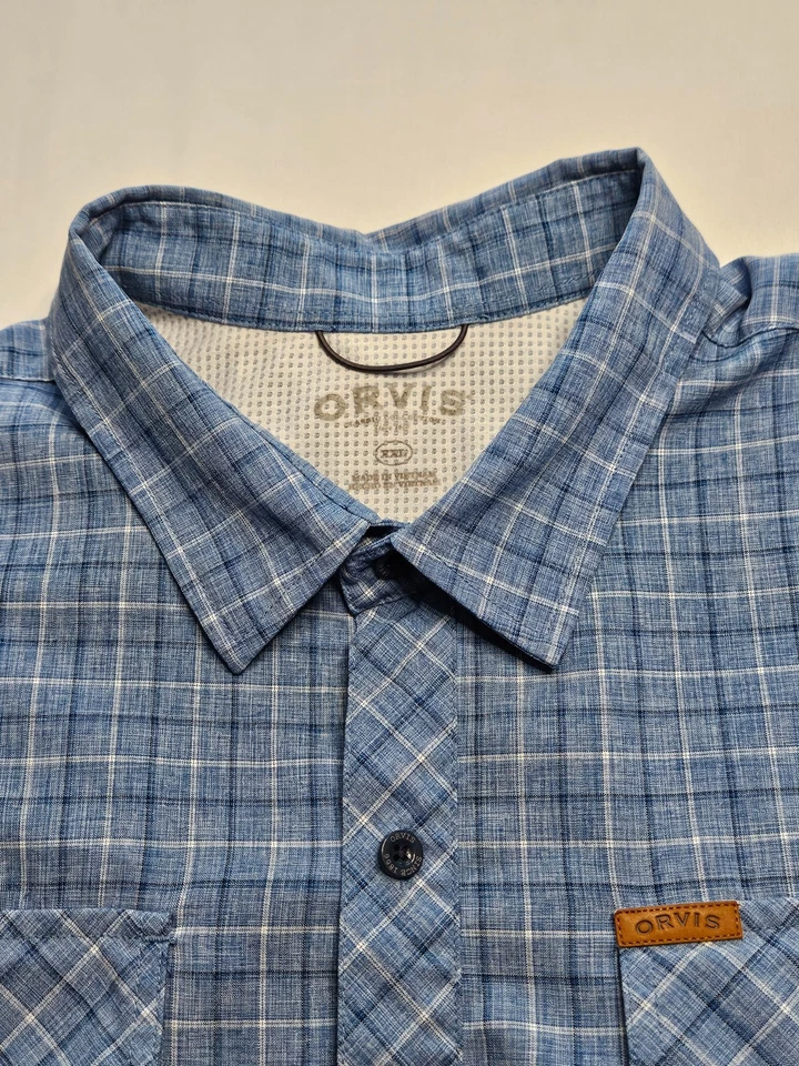 Mens Orvis Classic Collection Short Sleeve Plaid Polyester Button Up Shirt XXL - Image 2 of 2