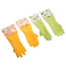2 Pairs Dishwashing Cleaning Gloves - 15.8x5.9in Latex Kitchen Dish Gloves with