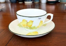 Royal Chelsea Fine Bone China Teacup & Saucer – Yellow Chicks Pattern – England 