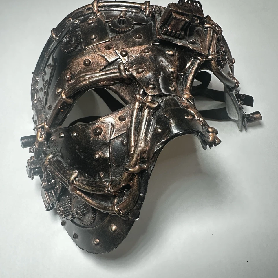 Máscara de mascarada tono bronce fantasma de ópera media cara máscara veneciana de Halloween Foto 2 de 4