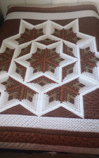 New Amish Handmade Quilt Arthur, IL Chrysalis Star, 86" X 101", Pumpkin Spice