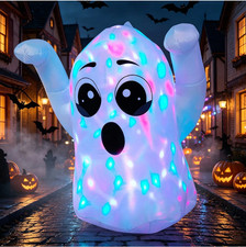 5FT Halloween Inflatable Ghost Yard Decor Rotating Colorful LED Lights Outdoor