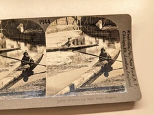Keystone Stereoview Photo Eskimo Boat Kayak AS-IS