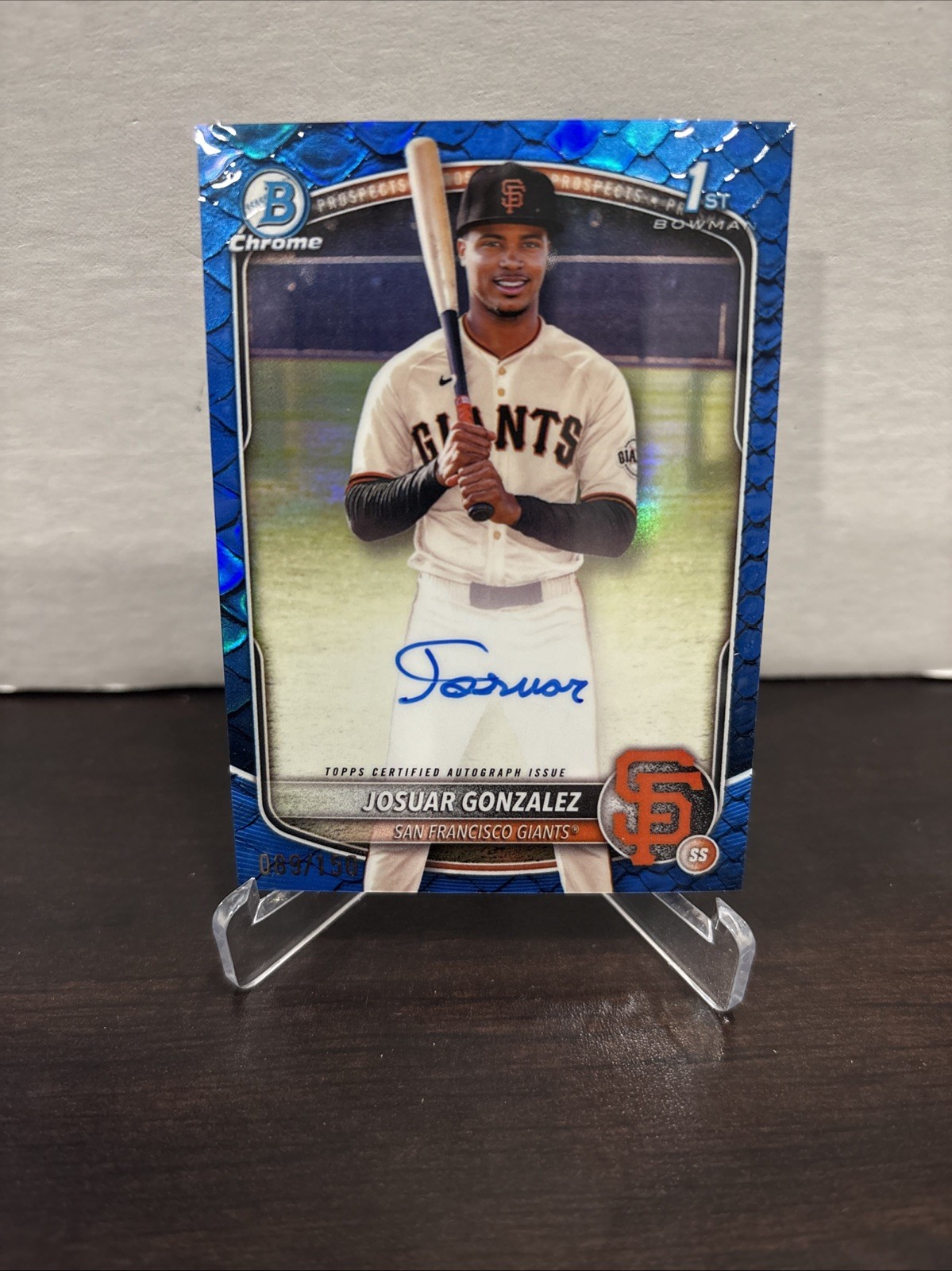 2025 Bowman Chrome Josuar Gonzalez Auto Rept. Blue Refractor 1st #/150 Giants