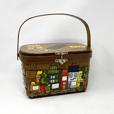 Vintage Caro Nan signed wood basket handbag with metal clasp painted Purse Bag