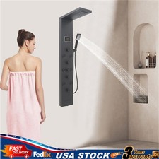 LED Shower Panel Tower Massage System Rain Waterfall Jets Faucet Stainless Steel