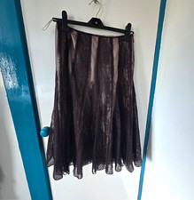 Coast Women’s A-Line Midi Skirt Black Lace Rhinestone Zip Regular Size 10