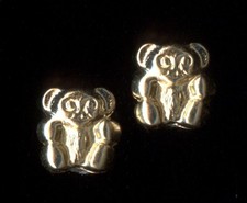 New 14K Fine Solid Yellow Gold 6mm Teddy Bear Panda Animal Stud Earrings Km